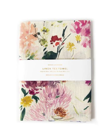 Wildflowers 100% Linen Tea Towel