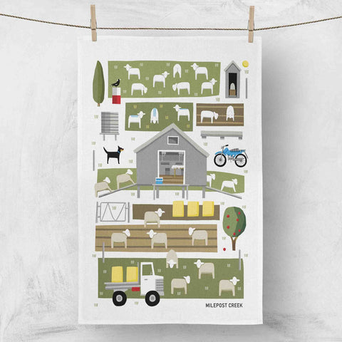 All Among the Wool - 100% Linen Tea Towel