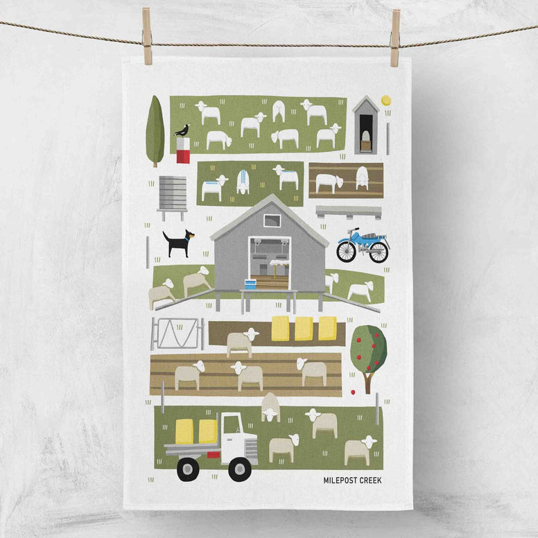 All Among the Wool - 100% Linen Tea Towel