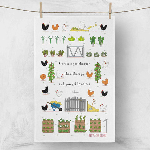 Garden Therapy (White) 100% Linen Tea Towel