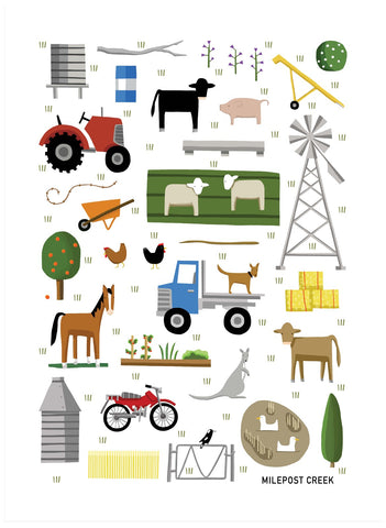 On The Farm 100% Linen Tea Towel