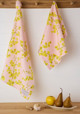 Angus & Celeste - Tea Towel - Pink Wattle