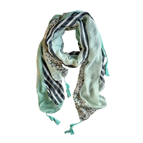 Violet Floral, Striped & Spotted Lightweight Scarf