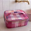 Large Pink Check Toiletry Bag