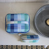 Large Blue Check Toiletry Bag