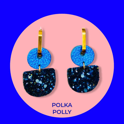 Dainty Hoops Navy Blue Sparkles