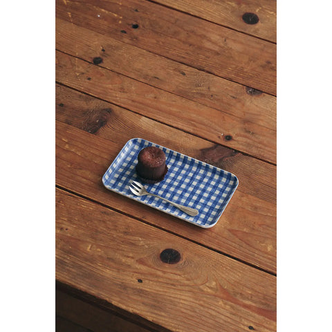 Linen Coated Tray (Small) Blue White Check