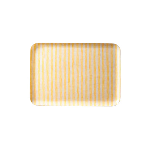 Linen Coated Tray (Large) Yellow Beige Stripe