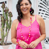 Pink Smartie Single Strand Wood Necklace