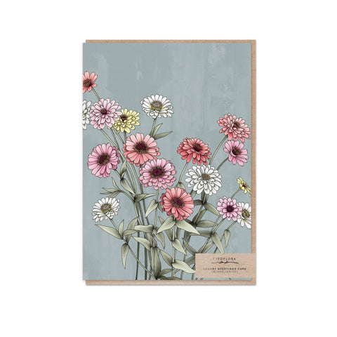 Typoflora - Zinnia Portrait Card