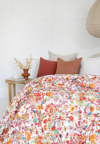 Indian Kantha Quilt Blanket Bedspread Coverlet - Jazz!