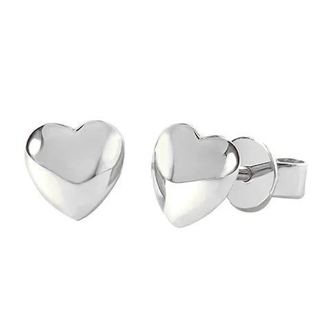 Olivia Delicate Heart Stud Earrings - Silver