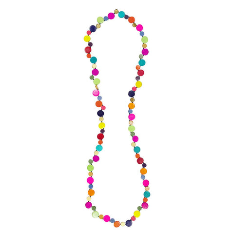 Smartie Long Single Strand Wood Necklace