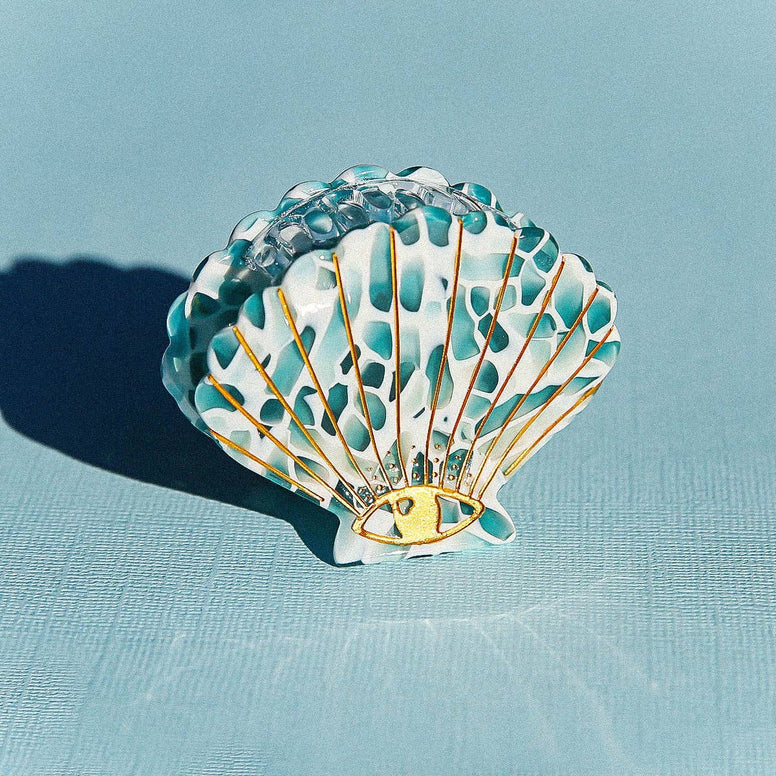 Kingston Jewellery - Teal Terrazzo Shell Clip