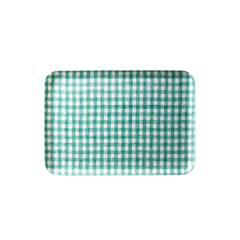 Linen Coated Tray (Large) Mint White Check