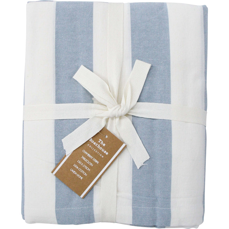 Chambray Stipe Tablecloth 150x270cm