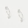 Star Drop Hoop Earrings - Silver Plated