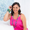 Blue Smartie Single Strand Wood Necklace