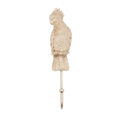 Polly Parrot Resin Wall Hook 4x18cm Gold