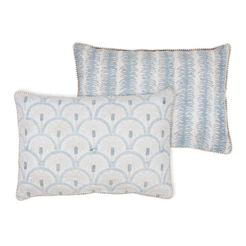 Inaya Cotton Block Cushion 35x50cm Blue
