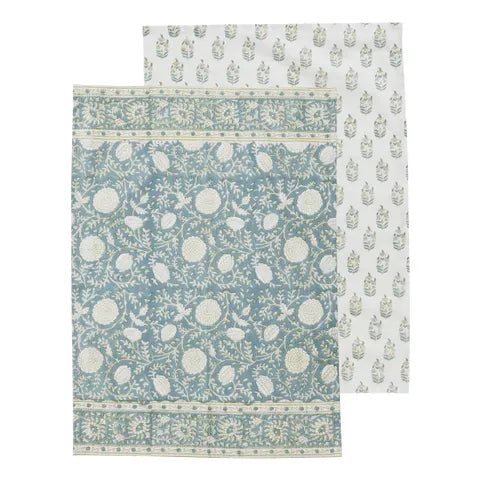 Anjali Set of 2 Cotton Block Tea Towels 50x70cm