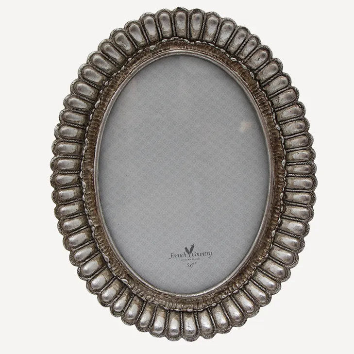 Fanned Oval Photo Frame Pewter Finish 5x7