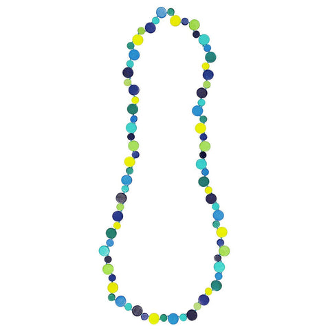 Blue Smartie Single Strand Wood Necklace