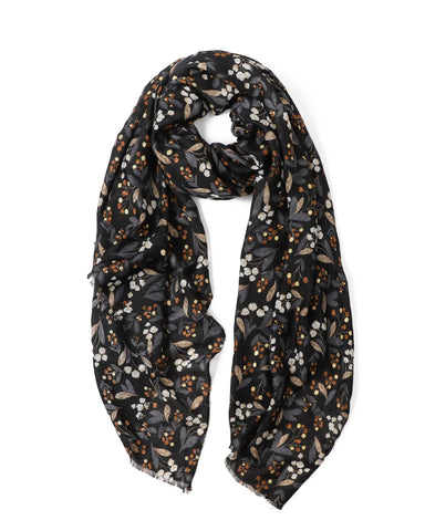 Cally Floral in Black Autumn/Winter Scarf