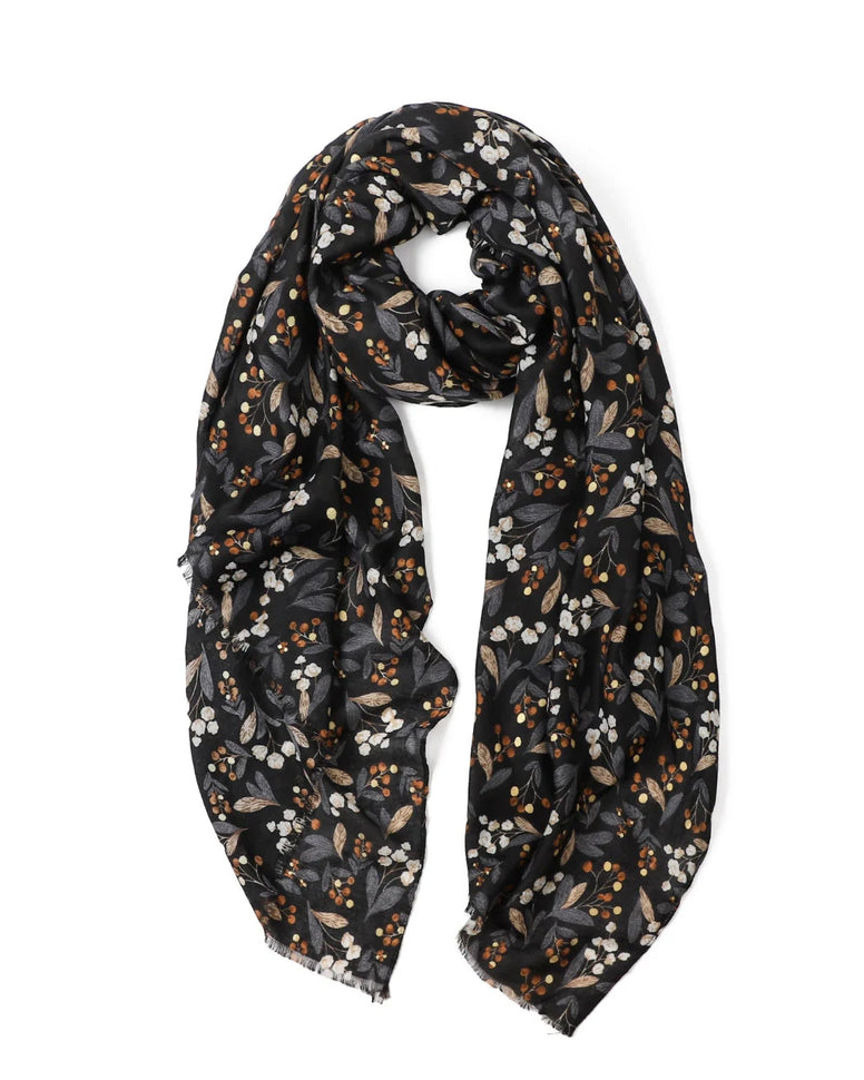 Cally Floral in Black Autumn/Winter Scarf