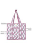 Cotton Tote Bag With Zip - White Pink