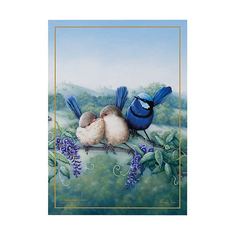 10yr Anniversary Birds of Australia Tea Towel 50x70cm Splendid Fairy Wren