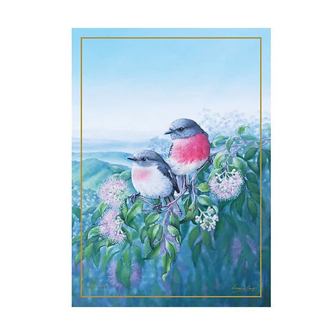 10yr Anniversary Birds of Australia Tea Towel 50x70cm Rose Robin
