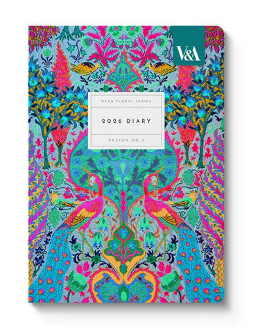 V&A A5 Diary-Neon Floral Peacock