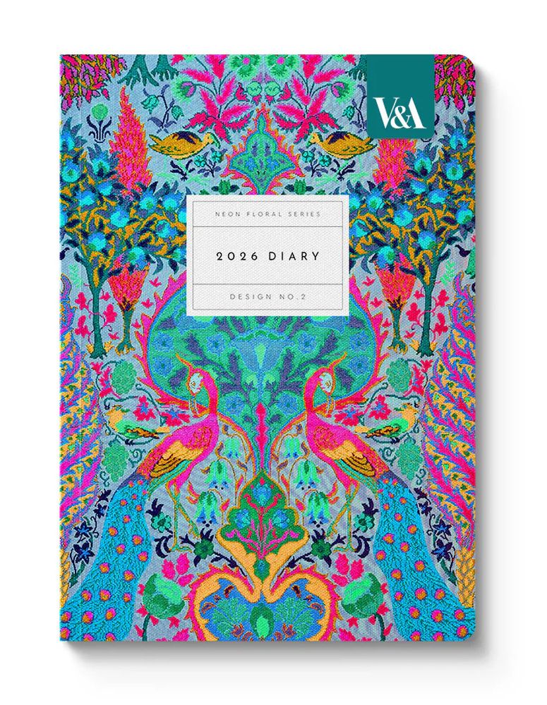 V&A A5 Diary-Neon Floral Peacock