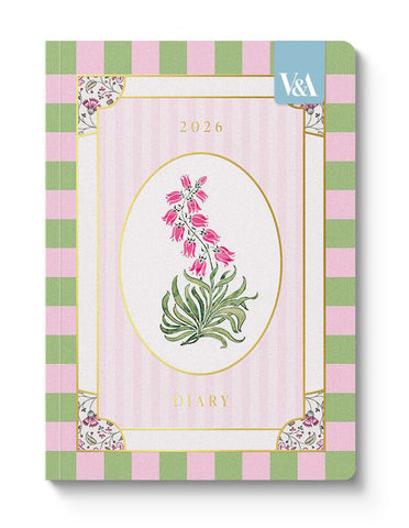 V&A A5 Diary-Cottagecore Pink Campanula