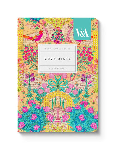 V&A A6 Diary-Neon Floral Ornate Garden