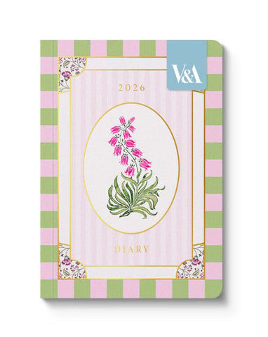 V&A A6 Diary-Cottagecore Pink Campanula