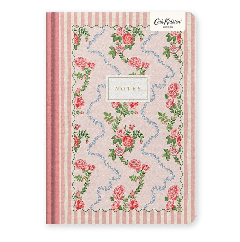A5 Premium Hard Cover Notebook-Rose Flutter Stripe