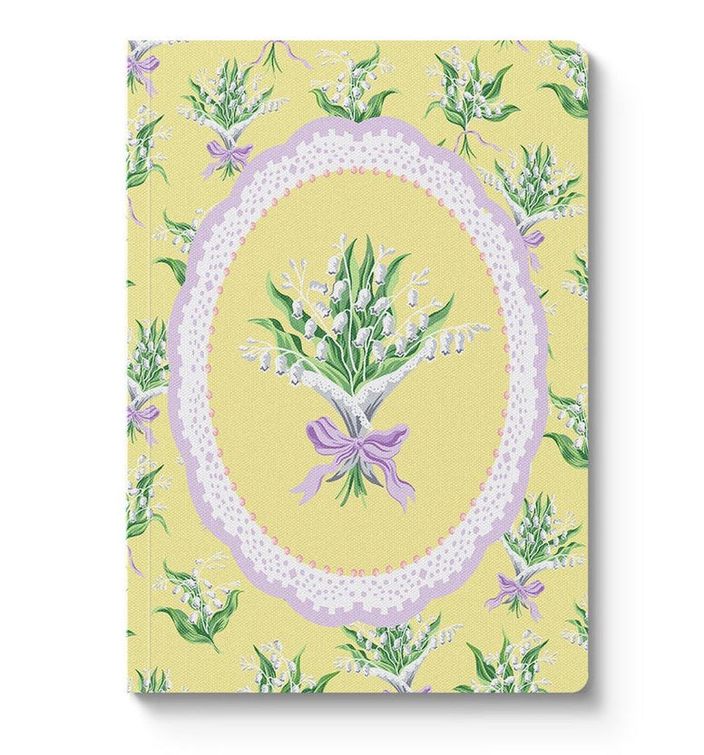 A5 Textured Soft Cover Notebook-Yellow Lily of the Valley Vignette