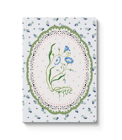A6 Textured Soft Cover Notebook-Blue & Cream Roots Vignette