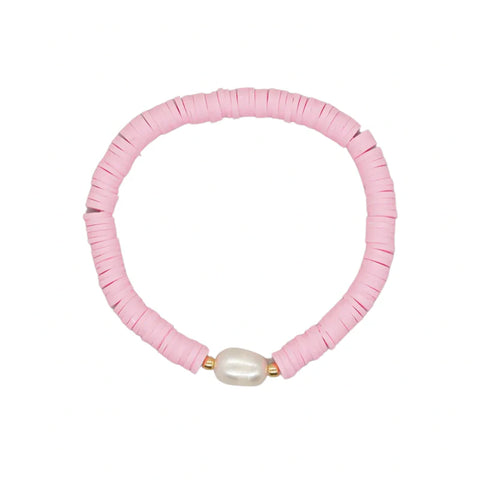 Soft Pink Heishi Large Pearl Bracelet