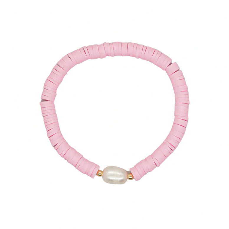 Soft Pink Heishi Large Pearl Bracelet