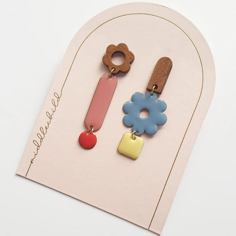 JUNGLE GYM EARRINGS - Pink Blue