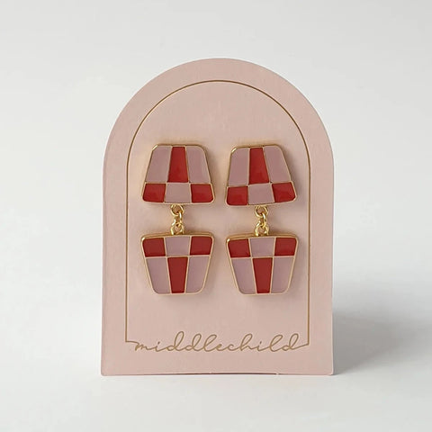 LINO EARRINGS - MAUVE/REDBRICK