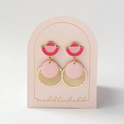 Sixpence Earrings in Pink