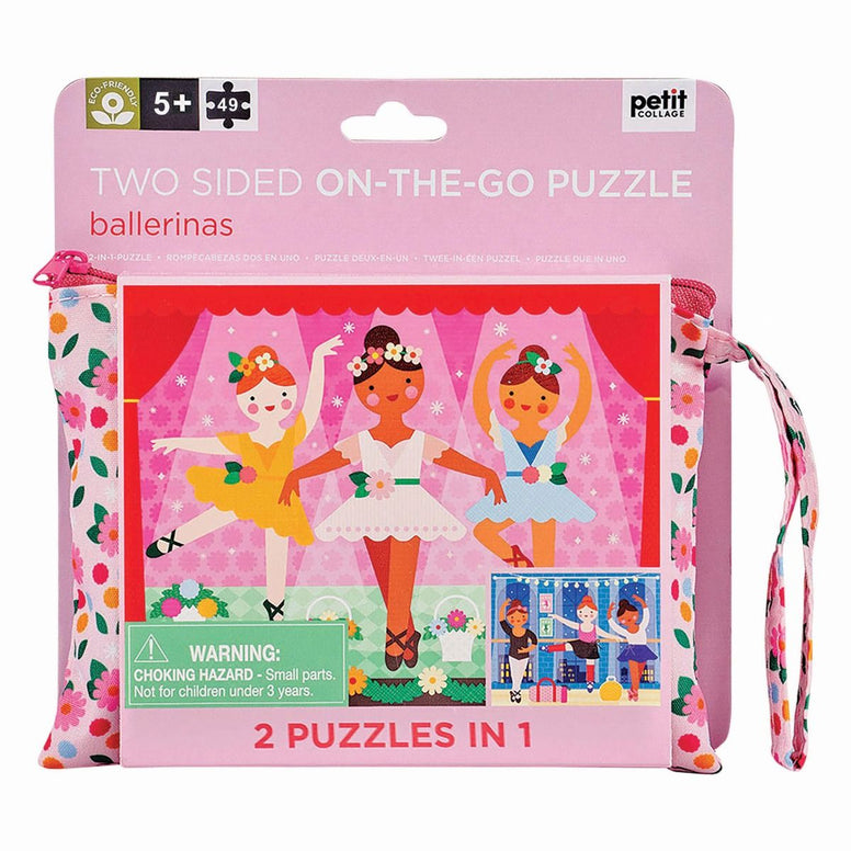 PETIT COLLAGE BALLERINA TWO-SIDED ON-THE-GO PUZZLE PINK 35.5X29.0.6CM