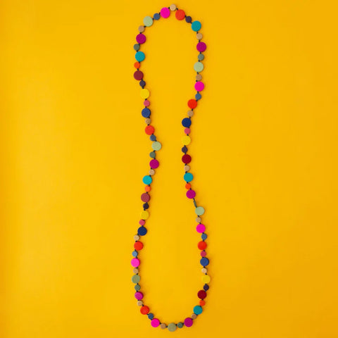 Smartie Long Single Strand Wood Necklace Multi