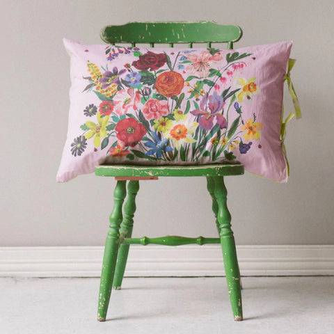 Rainbow Floral Pink pillowcase set *organic cotton