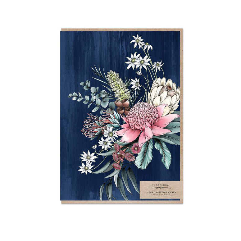 GREETING CARD - FLORIST BOUQUET IN NAVY