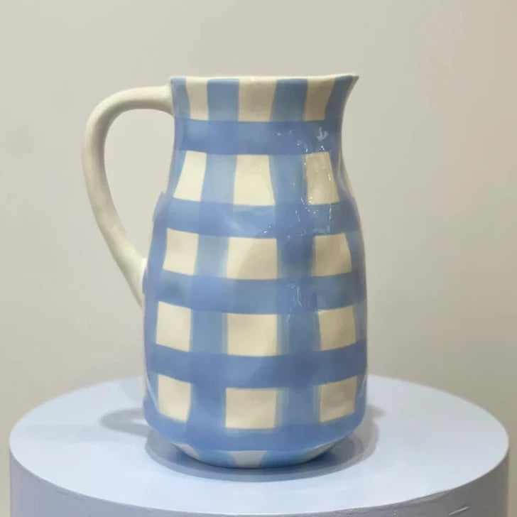 LARGE CORNFLOWER GINGHAM JUG